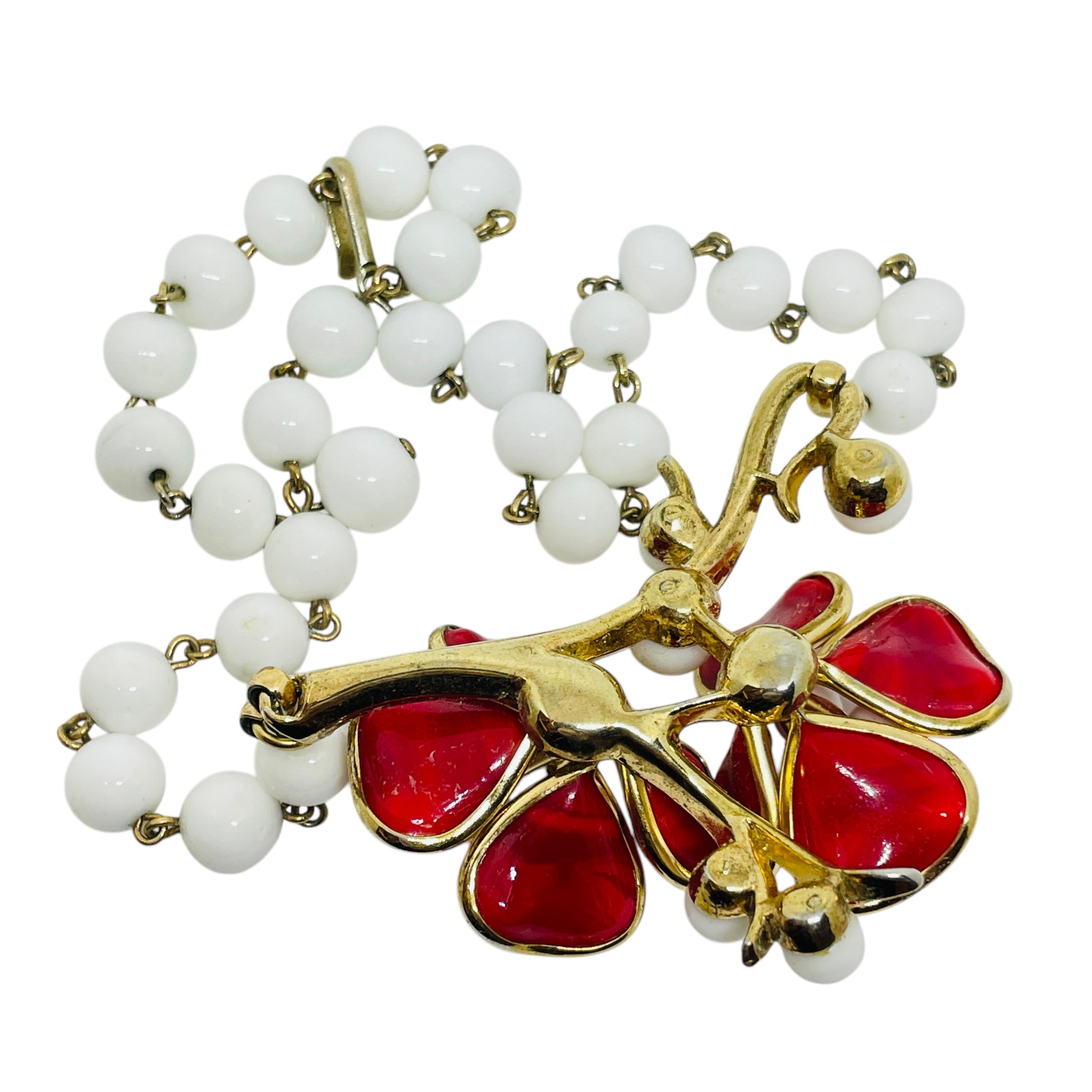 TRIFARI signiert gegossenes Glas Perlen Blume Designer Halskette im Angebot 2