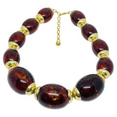 TRIFARI signiert Vintage Gold Ton faux Bernstein Designer Perlenkette TRIFARI signiert Vintage Gold Ton faux Bernstein Designer Perlenkette