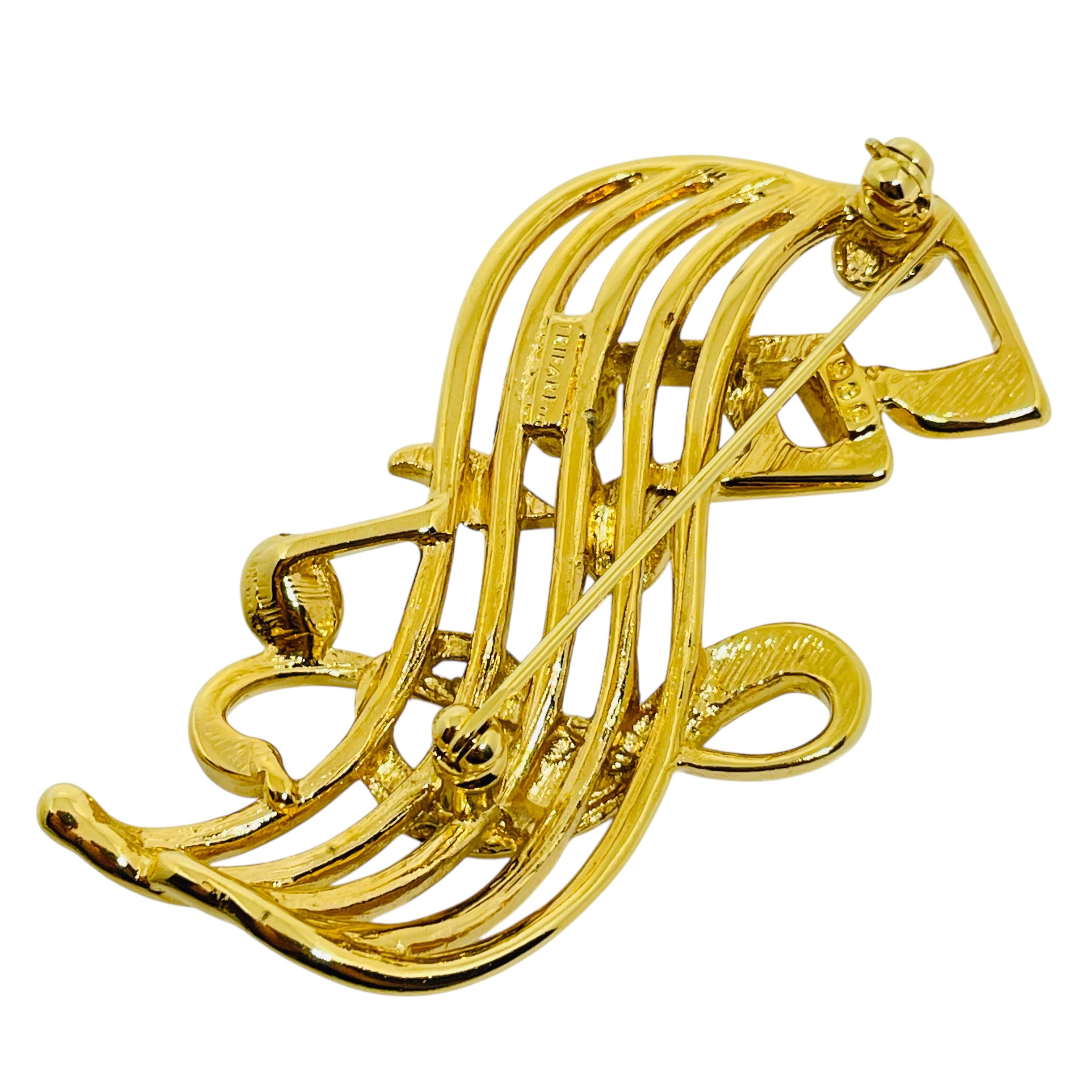 Trifari spilla firmata d'epoca con strass, note musicali, firmata TRIFARI In condizioni buone in vendita a Palos Hills, IL