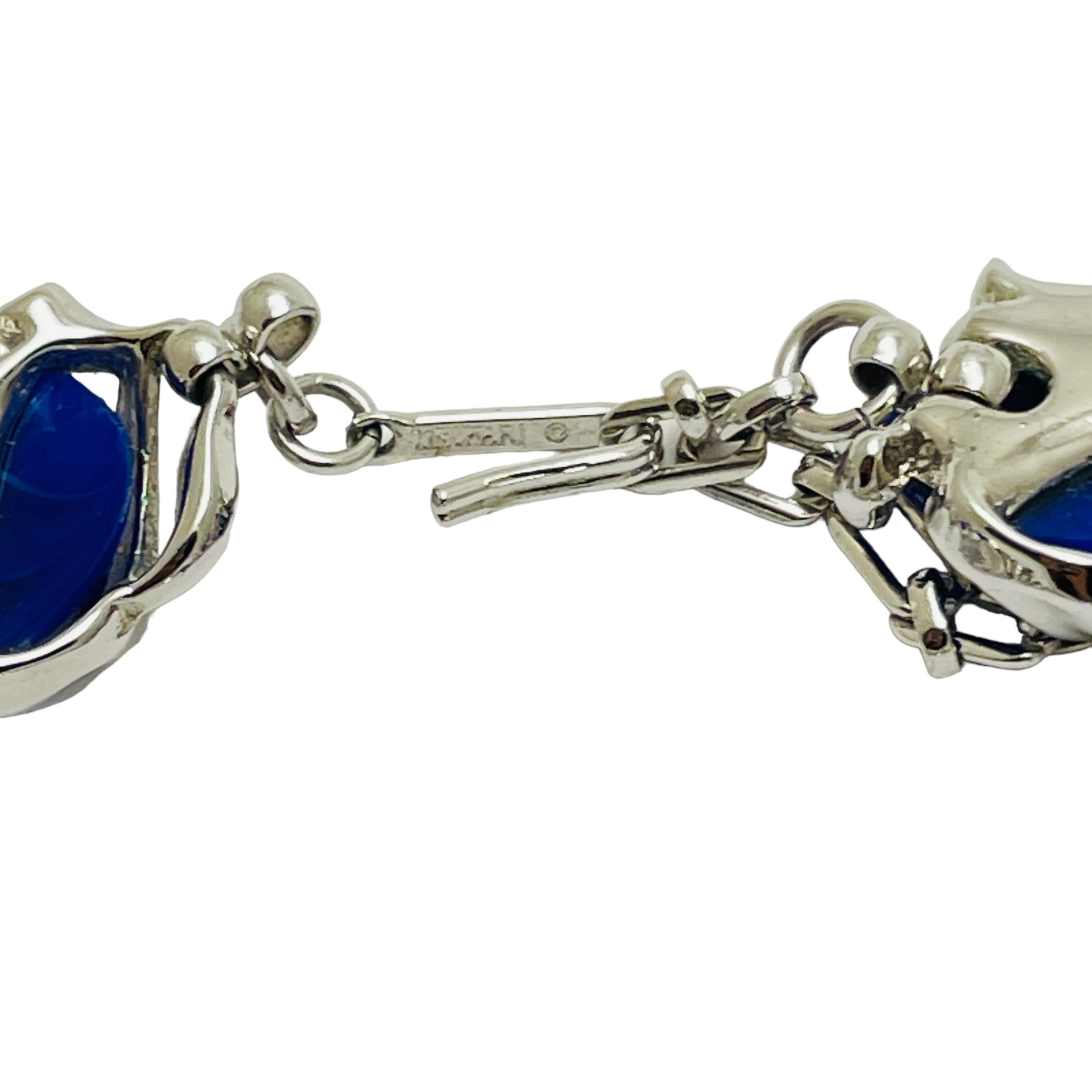 TRIFARI signed vintage silver blue lucite designer necklace 1