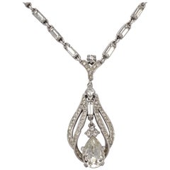 Ciondolo e collana Trifari Tremblant con strass in tonalità argento, anni '50 circa