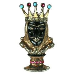 Vintage Trifari Sterling Alfred Philippe Black King Chess Piece Clip Brooch.