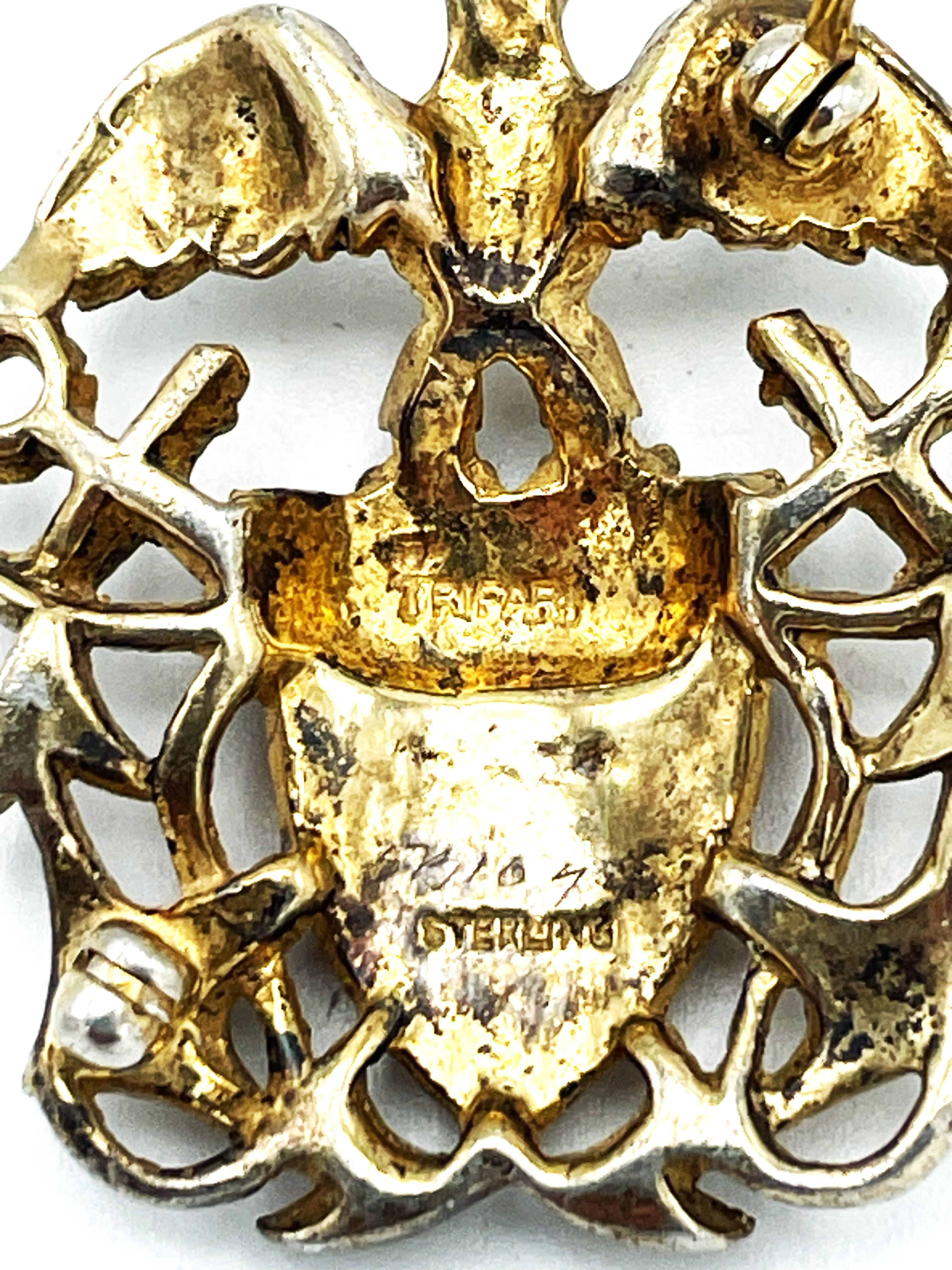 TRIFARI STERLING WW2 patriotic Eagle and crossed Anchors US Navy brooch, 1940's For Sale 2