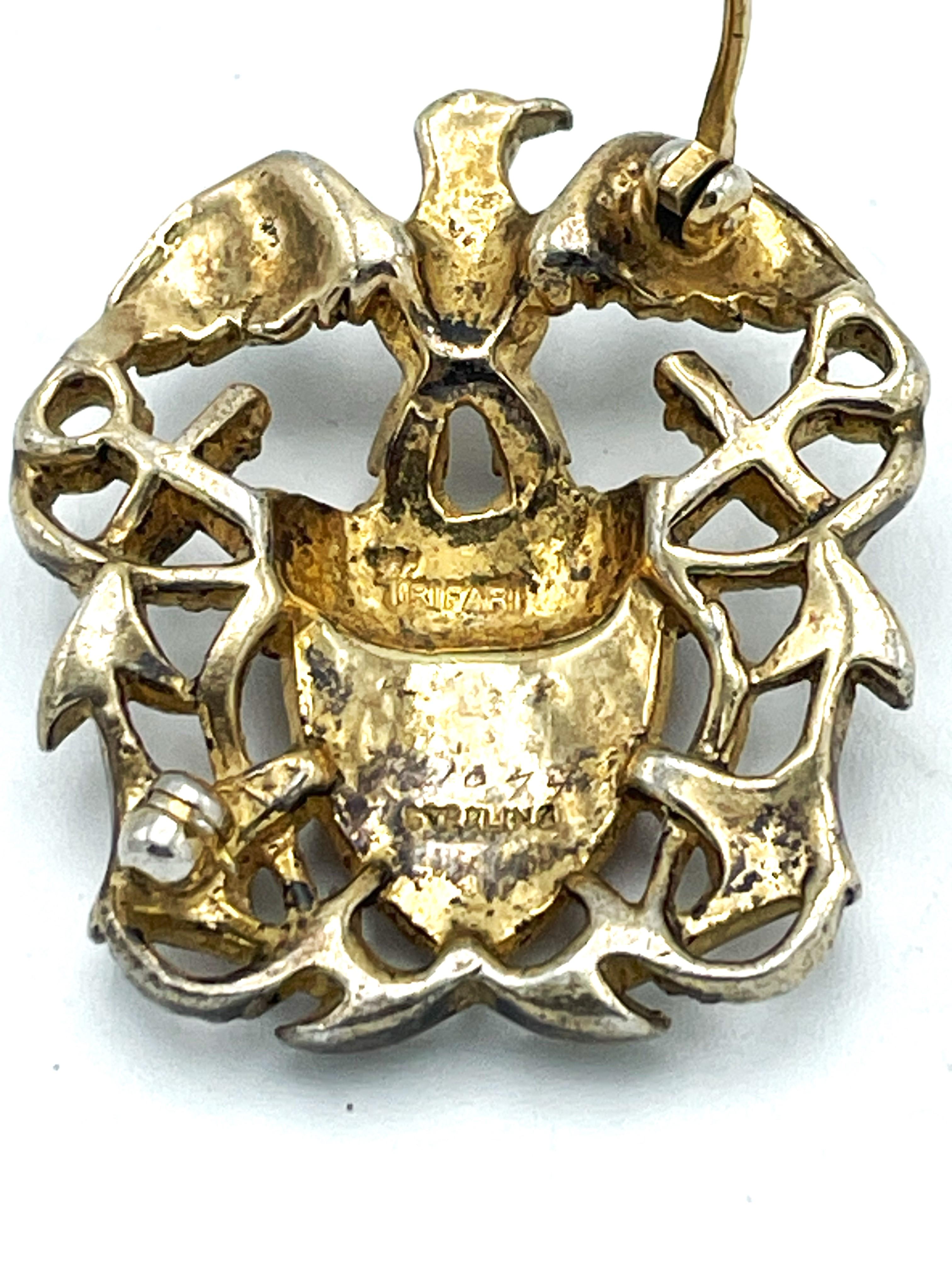 TRIFARI STERLING WW2 patriotic Eagle and crossed Anchors US Navy brooch, 1940's For Sale 3
