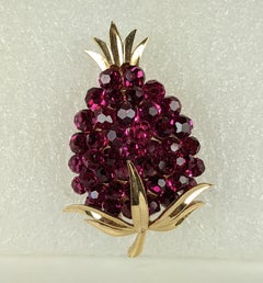 Trifari Swarovski Crystal Fuschia Pineapple Brooch