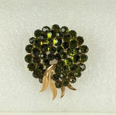 Trifari Swarovski Crystal Olivine Brooch