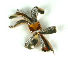 Trifari Topaz Retro Bow Knot Brooch