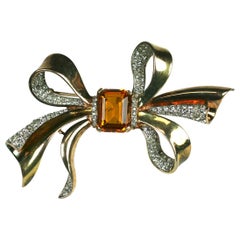 Trifari Topaz Vintage Bow Knot Brooch