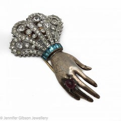 Vintage Trifari Sterling Silver Vermeil Friendship Brooch & Clip 1940s