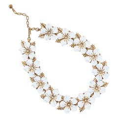 Trifari White Enamel Flower Choker Necklace, circa 1960s