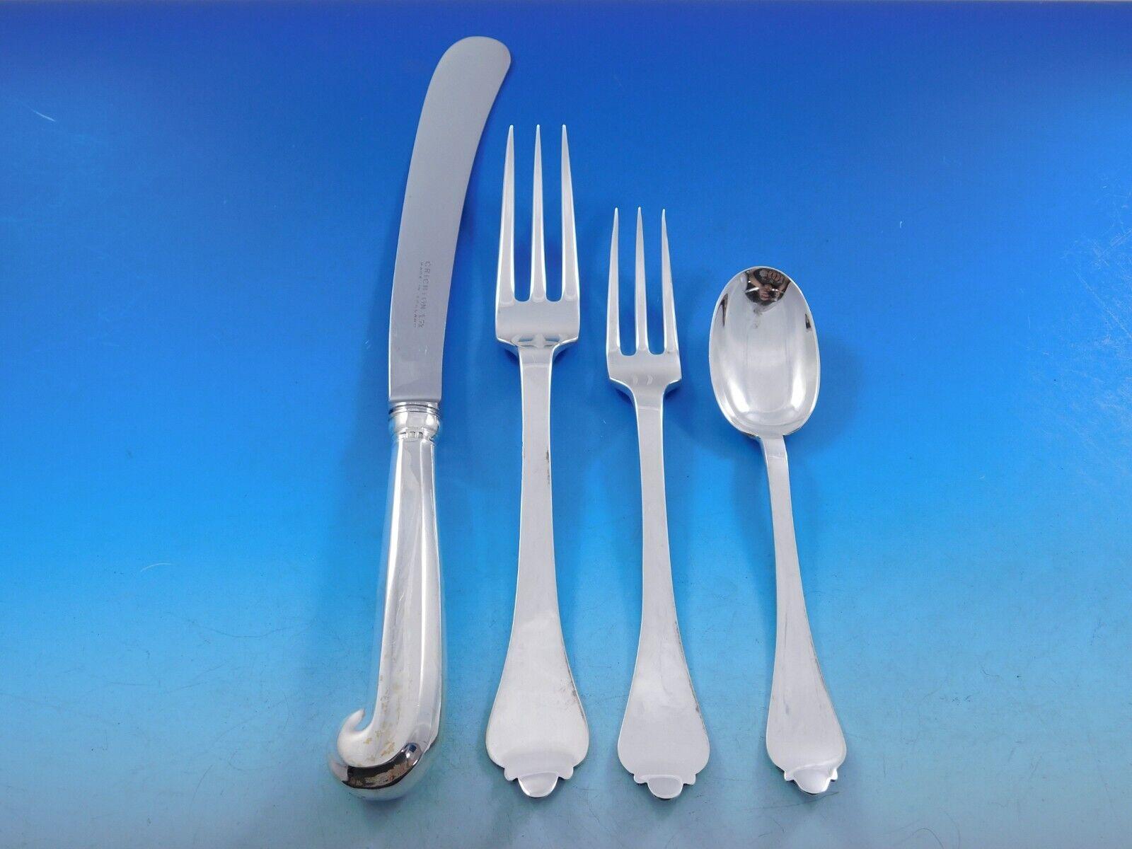 20th Century Trifid by Crichton English Sterling Silver Flatware Set Dinner 154 pieces For Sale