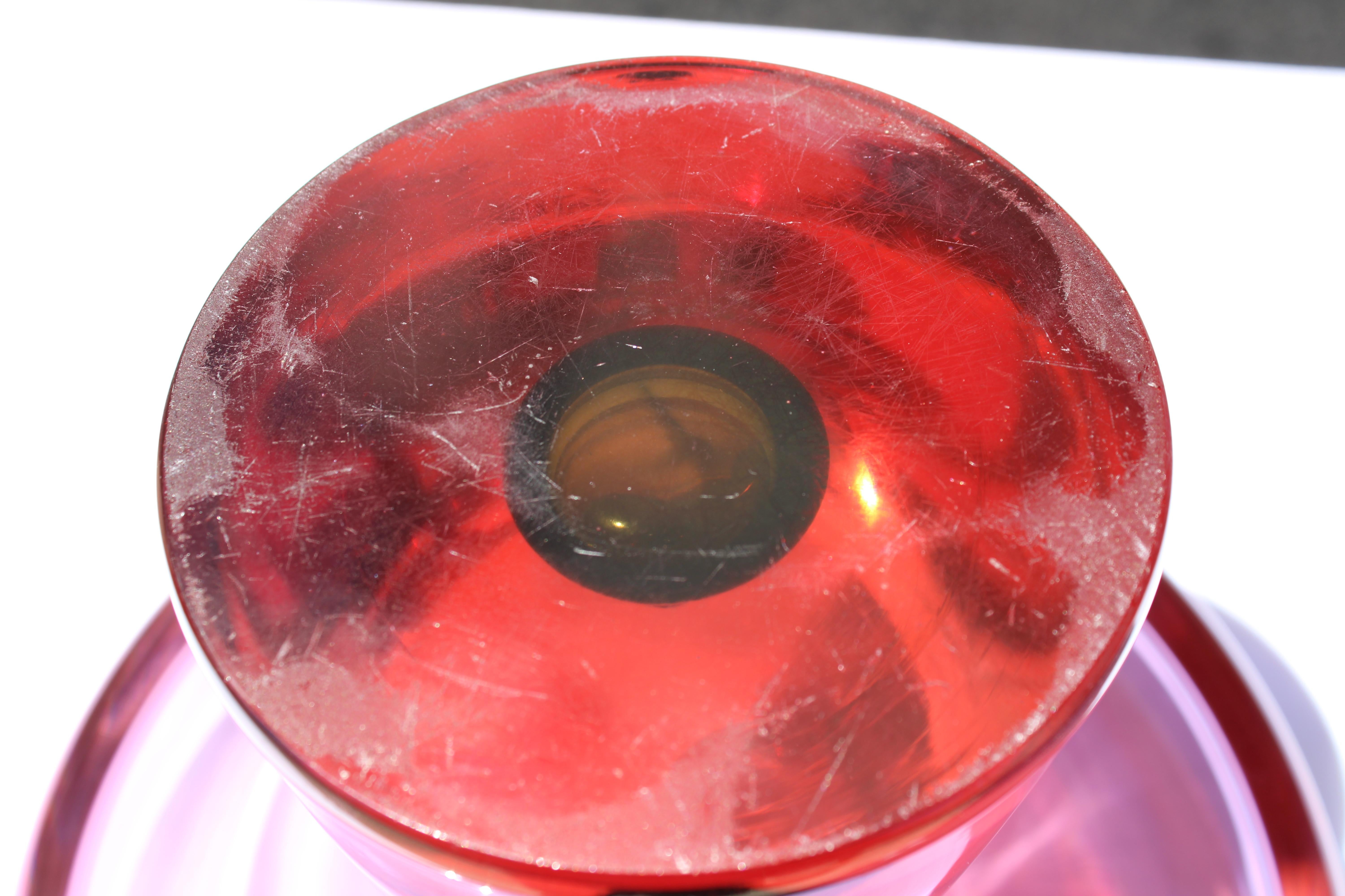 Trifle Glass Bowl (aubergine) Attributed to Timo Sarpaneva for Venini In Good Condition For Sale In Palm Springs, CA