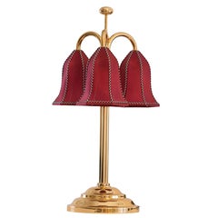 "Triflower" Josef Hoffmann&Wiener Werkstaette Silk&Brass Table Lamp, Re-Edition
