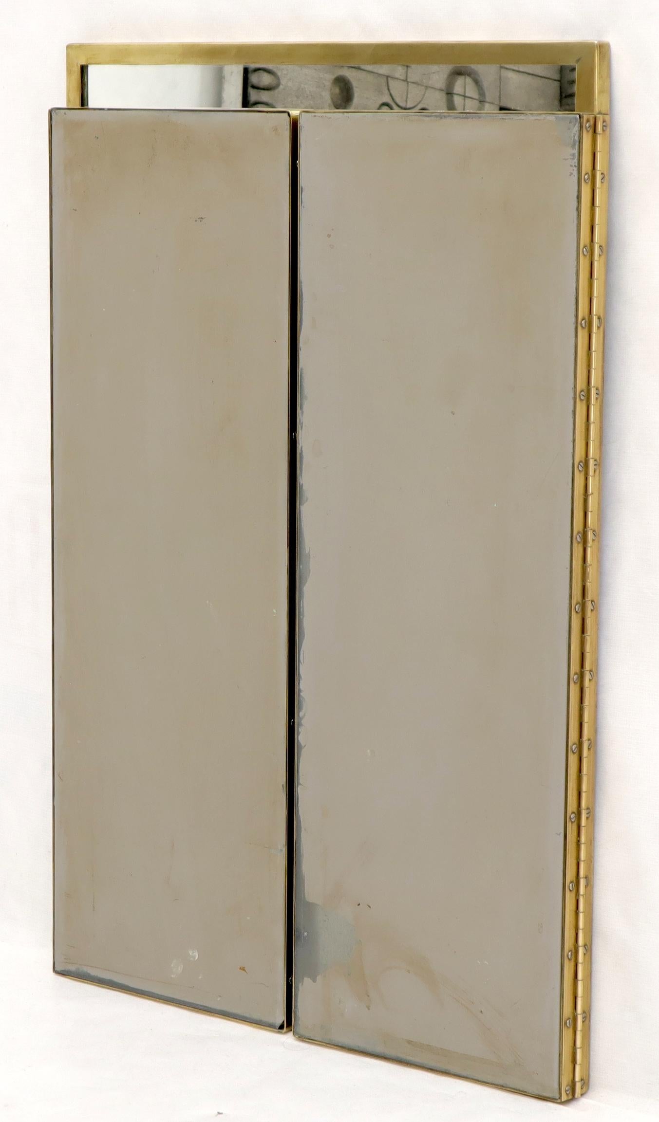 20th Century Trifold Brass Wall or Freestanding Dresser Top Mirror For Sale