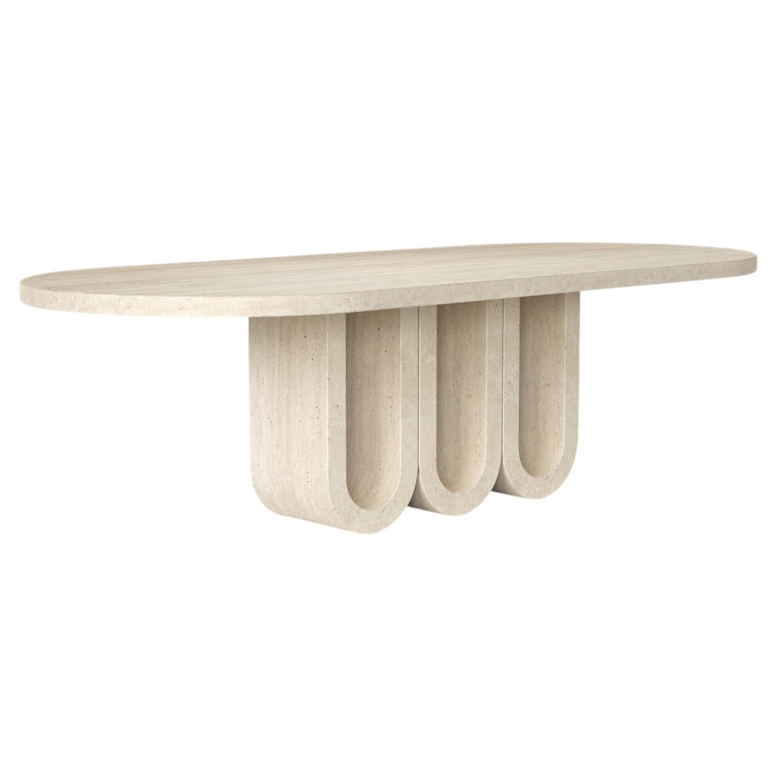 Trifold, Marble Travertine Contemporary Designer Dining Table, Made in Italy