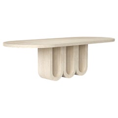 Trifold, Marble Travertine Contemporary Designer Dining Table, Made in Italy