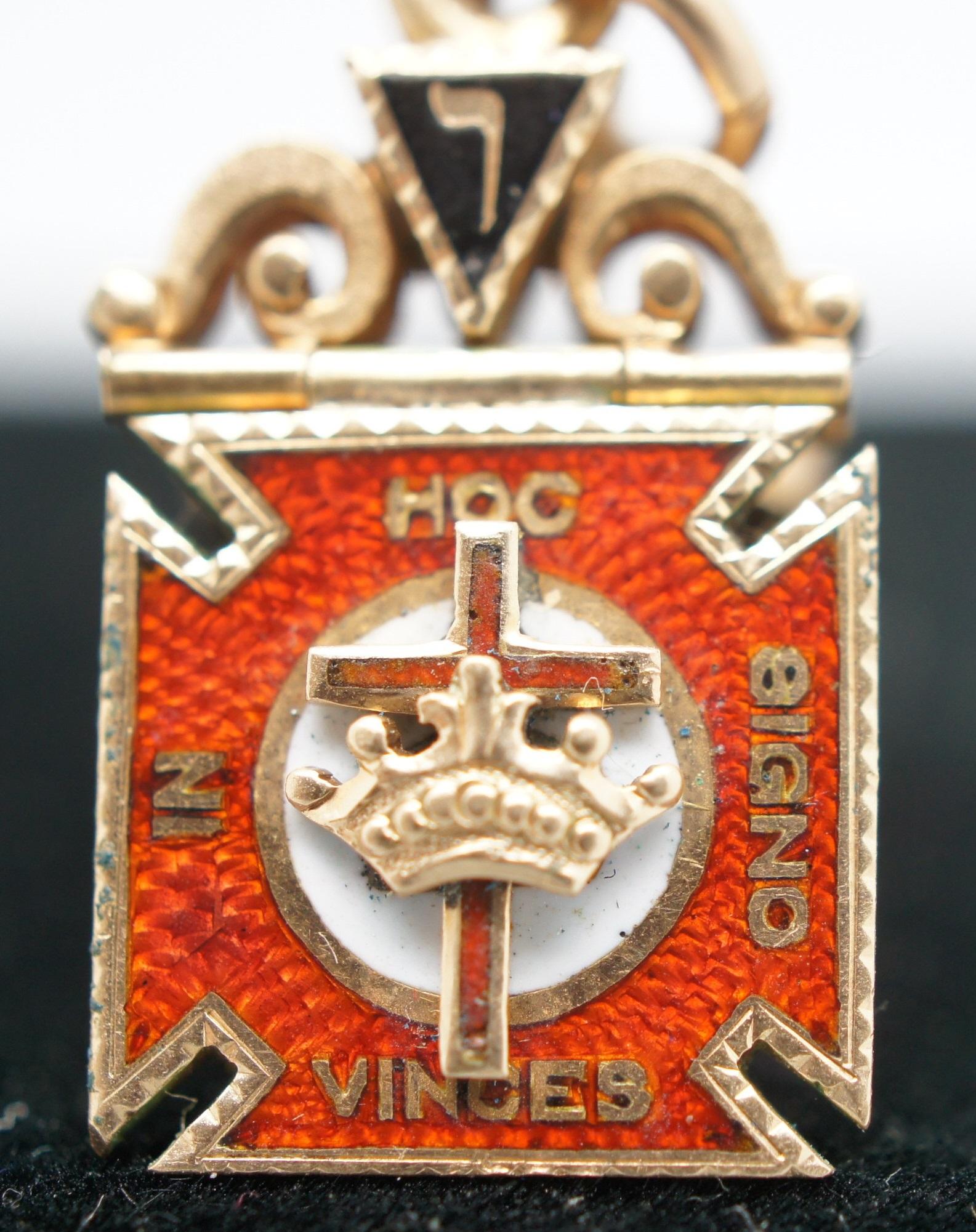 Trifold Masonic Gold Enamel Knights Templar Fob Pendant Charm Scottish York Rite 2