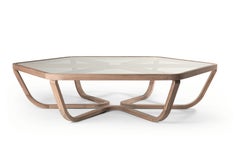 TRIFOLIO/G Cocktail Table in Matt Canaletto Walnut and glass by Storagemilano