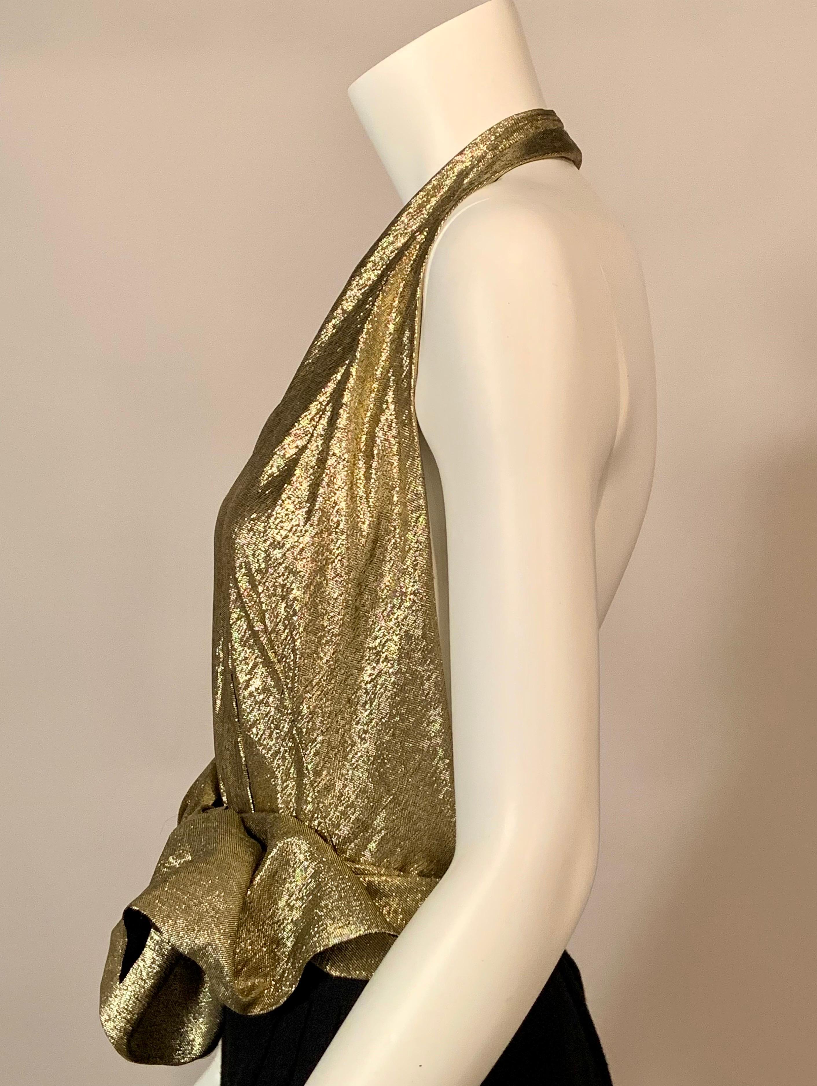 Trigere Gold Tissue Silk and Black Wool Three Piece Dress and Matching Cape For Sale 2