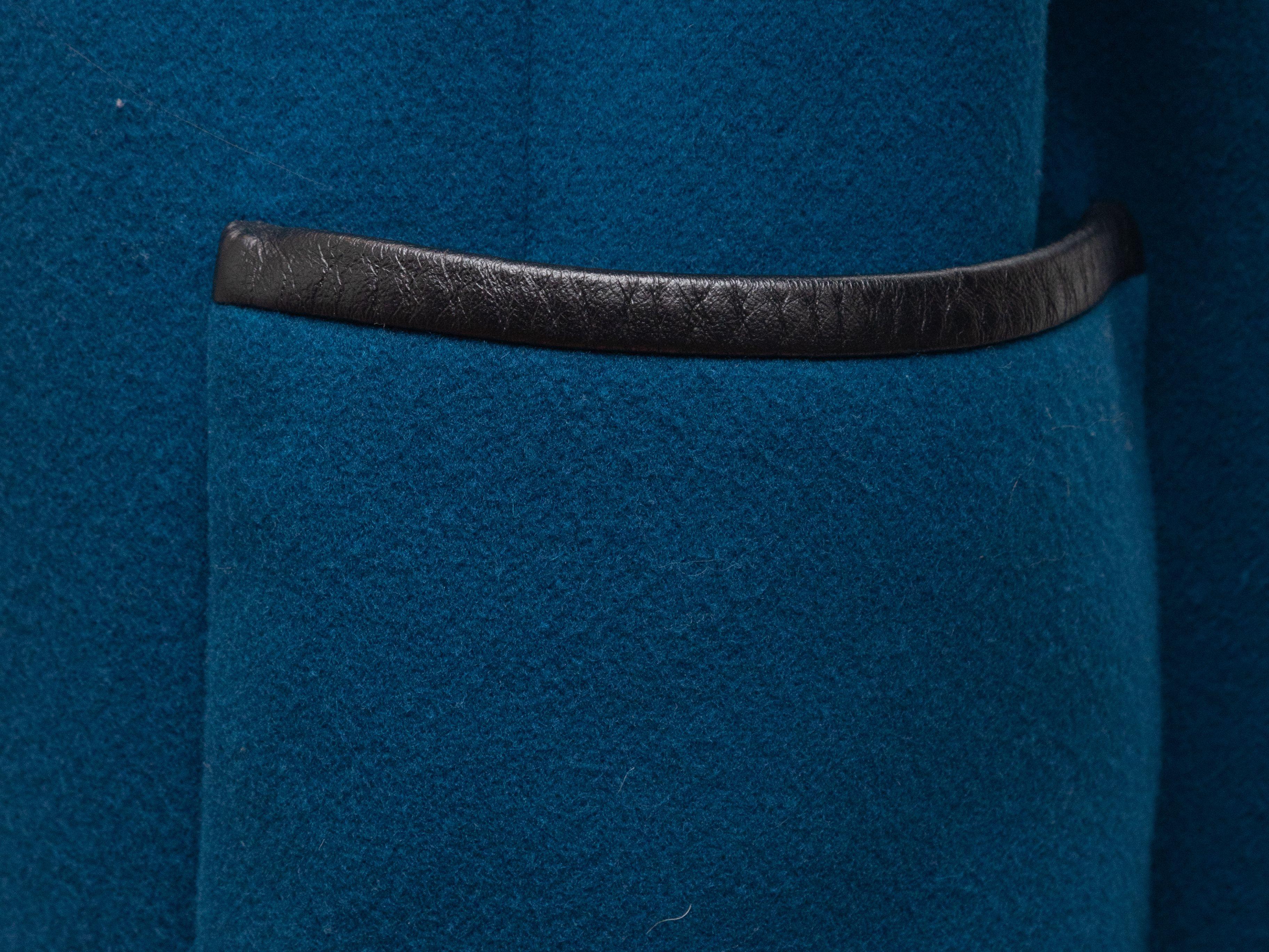        Trigere Teal & Black Wool Leather-Trimmed Coat 5