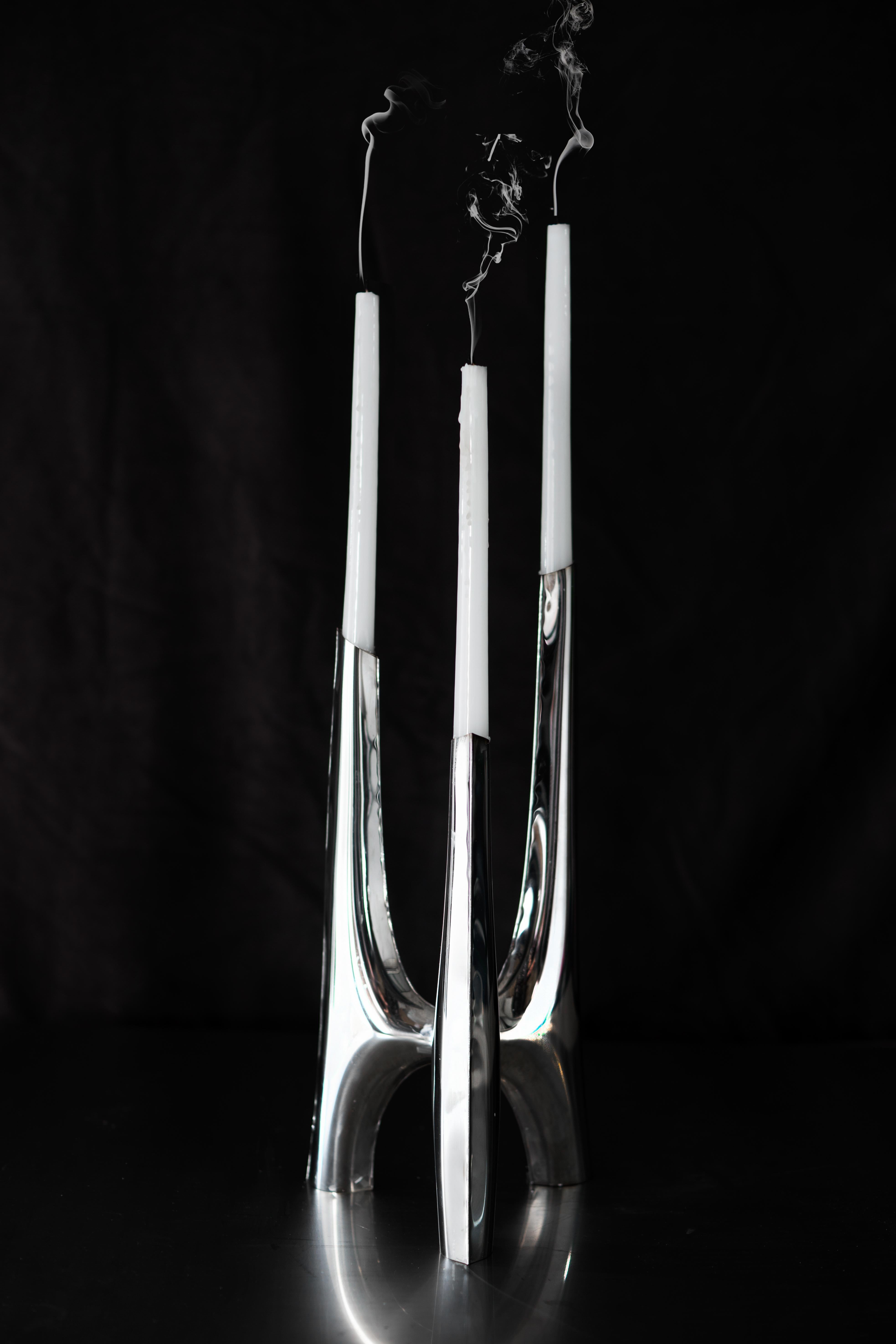 Triglav Candelabrum, Large, Stainless Steel, by Zieta For Sale 5