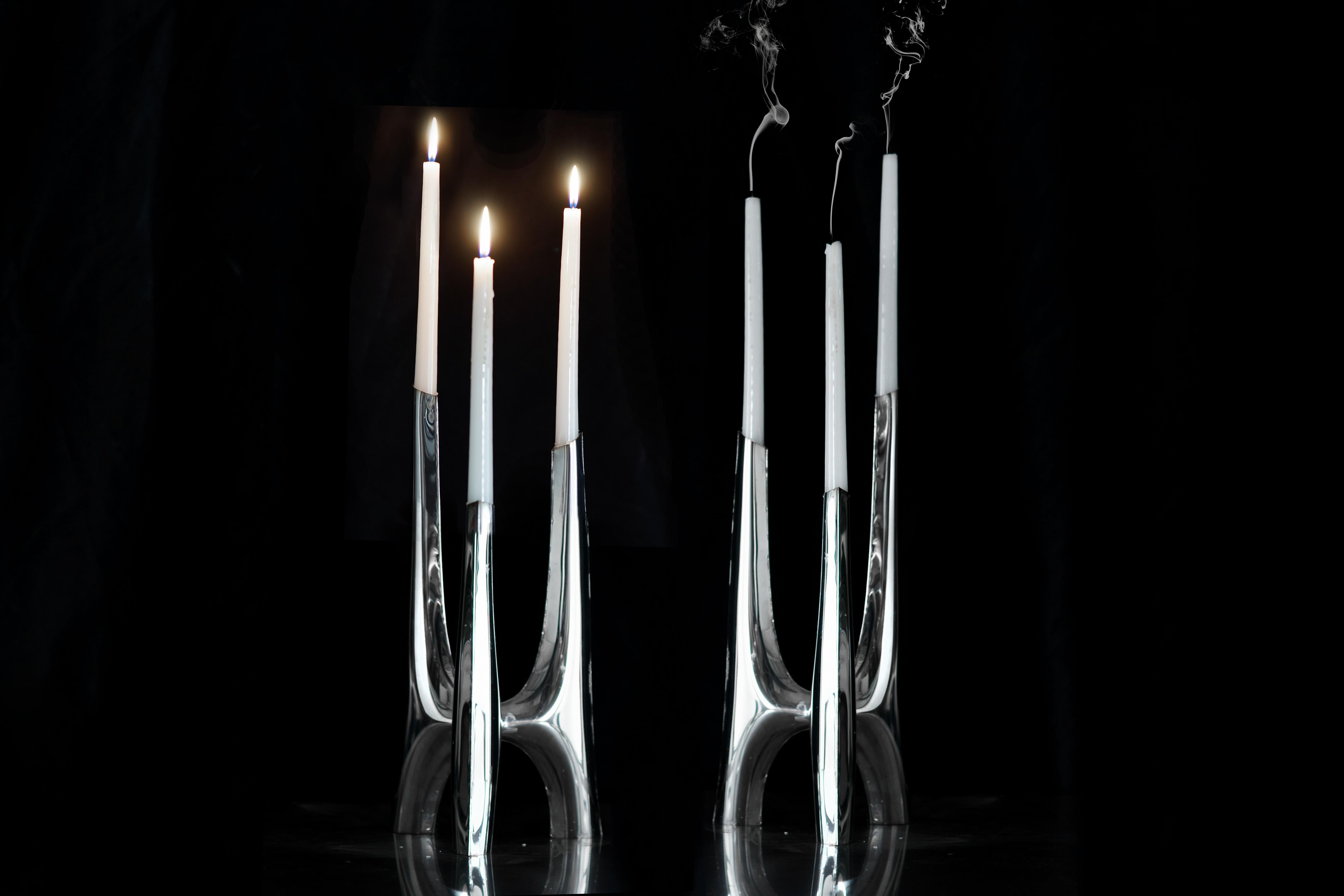 Triglav Candelabrum, Small H41, Stainless Steel, by Zieta For Sale 6