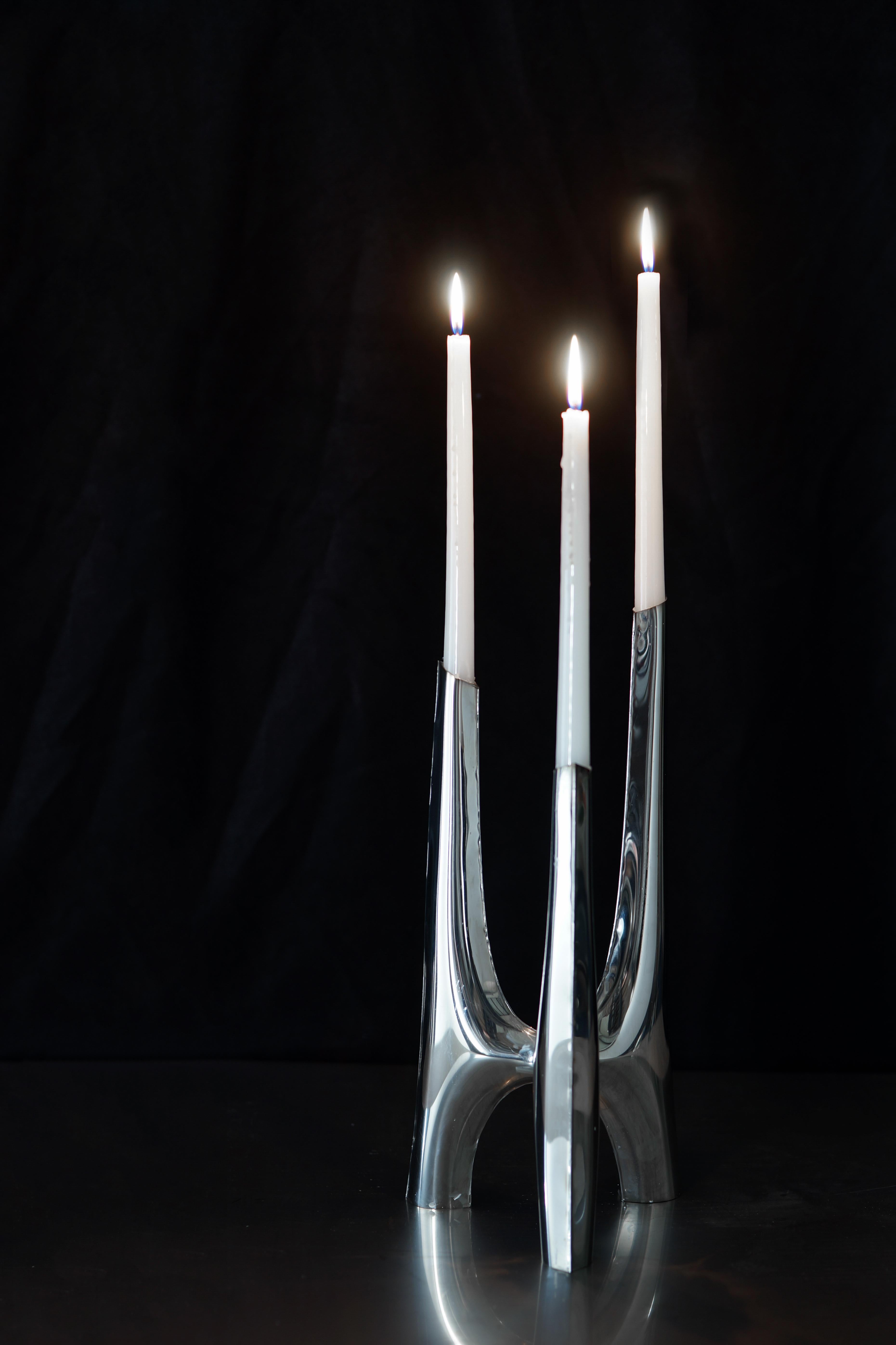 Candélabre Triglav, petit H41, en acier inoxydable, par Zieta en vente 6