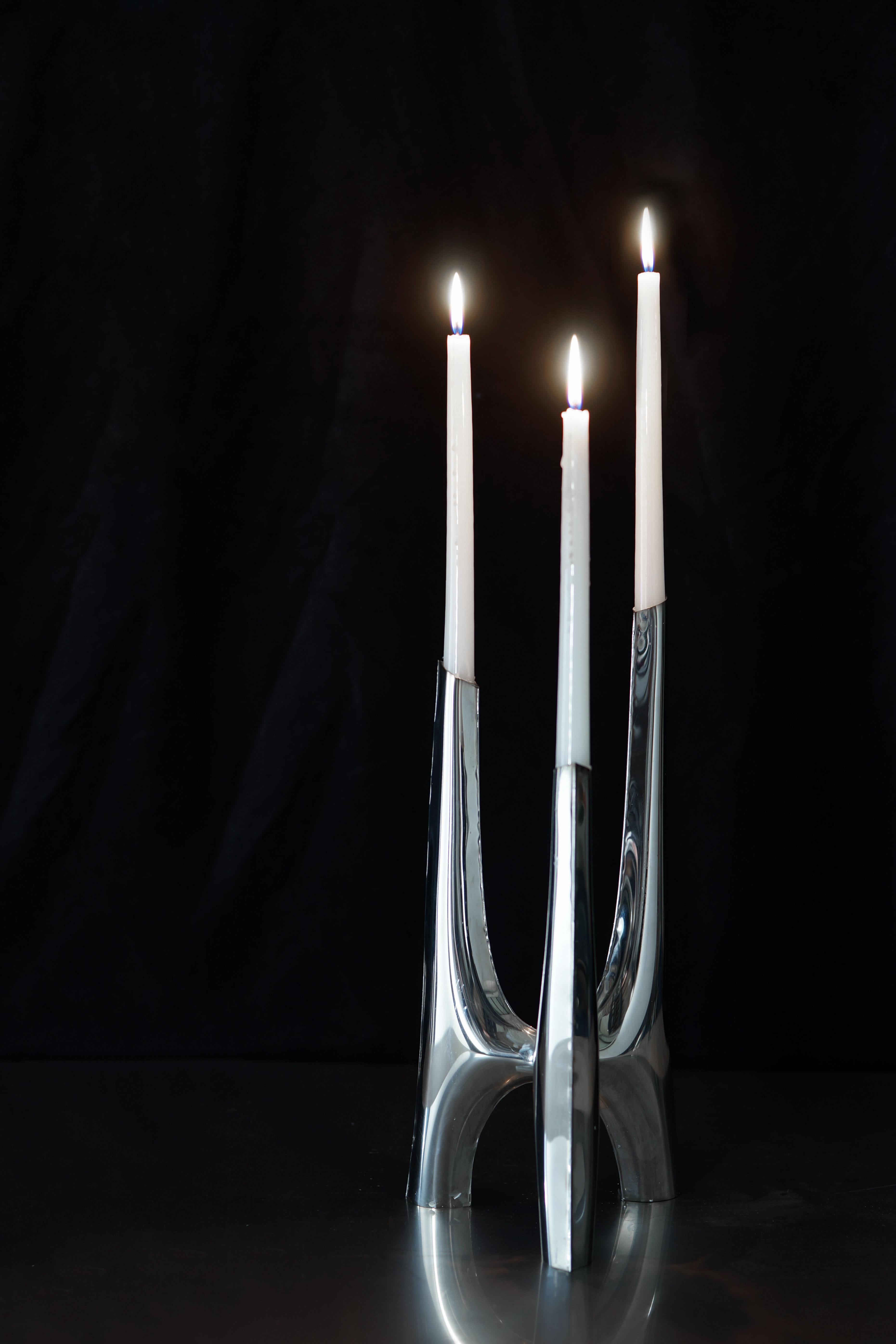 Triglav Candelabrum, Small H41, Stainless Steel, by Zieta For Sale 7