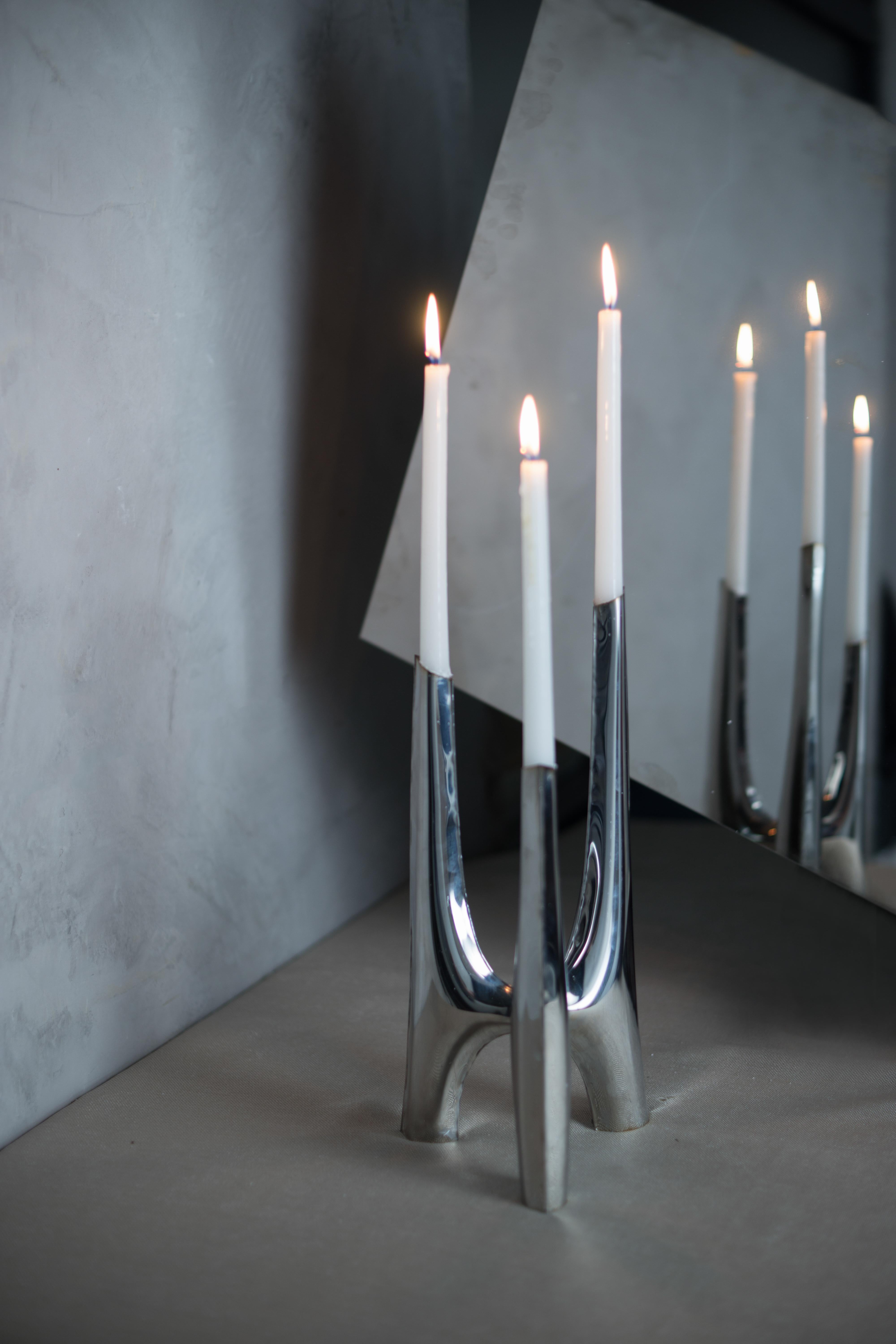 Triglav Candelabrum, Small H41, Stainless Steel, by Zieta For Sale 3