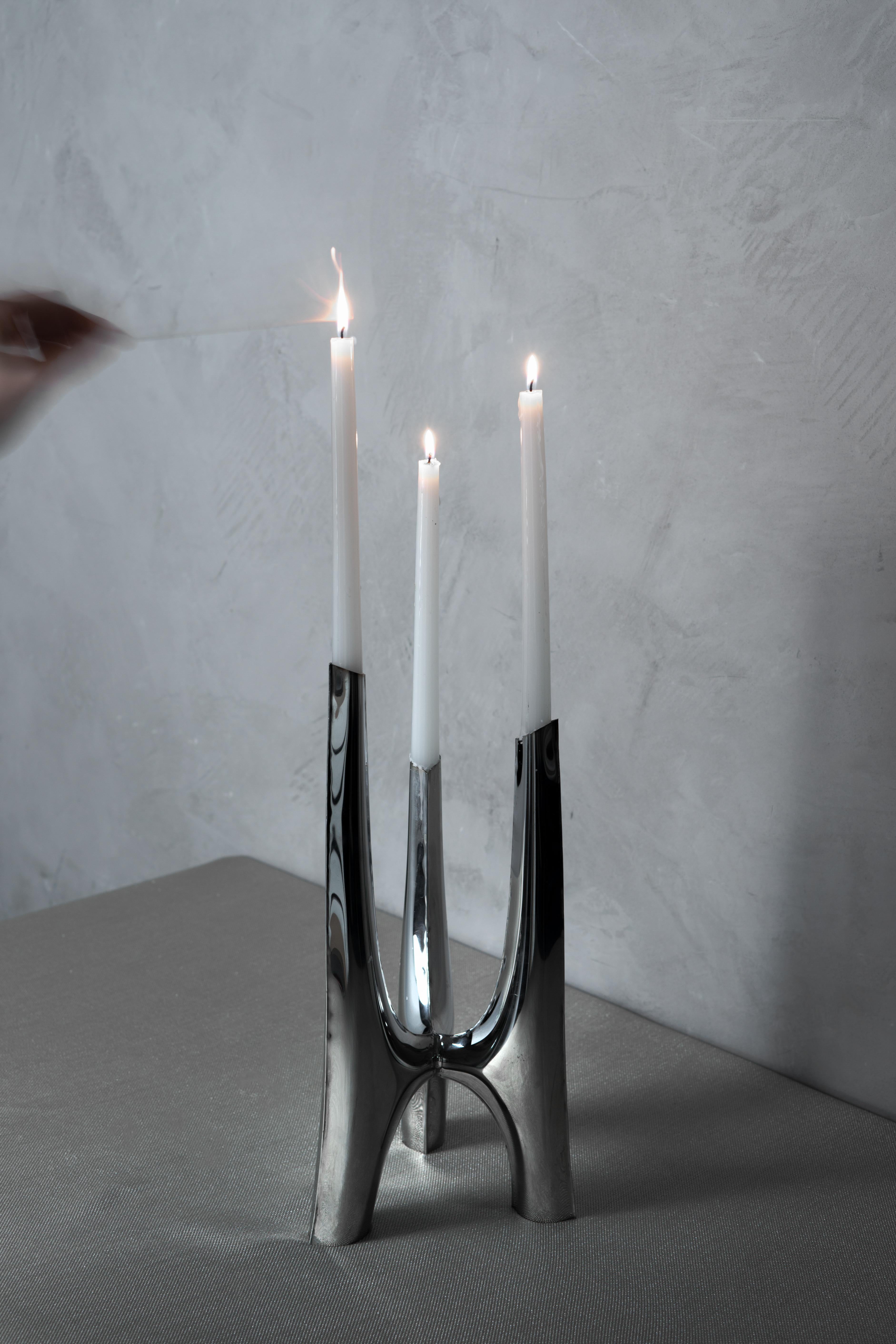 Triglav Candelabrum, Small H41, Stainless Steel, by Zieta For Sale 4