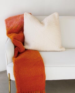 Trigo White Handwoven Herringbone Knit Wool Throw Pillow