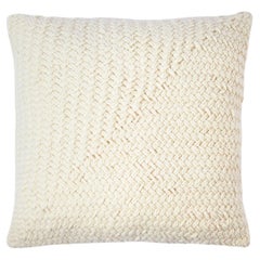 Trigo White Handwoven Herringbone Knit Wool Throw Pillow 