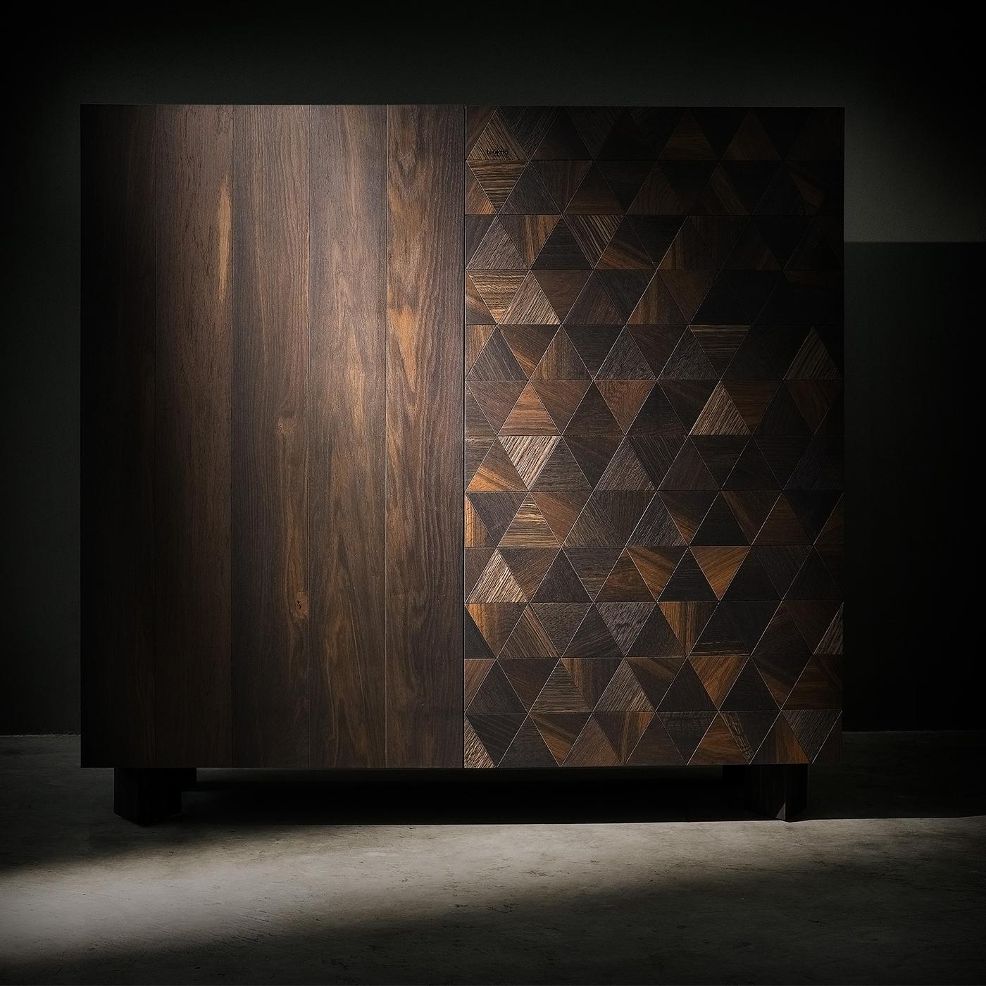 Hand-Crafted Trigono 120 Dark Fossil Oak Cabinet
