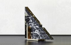 Trigono Bookend in Black Marble and Brass