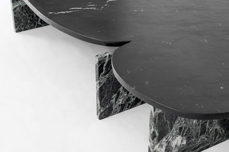 Trilithon Marble coffee table by OS And OOS
Dimensions: 200 x 110 x 37 cm
Materials: nero marquina and alpi verde marble
2018

Studio OS ? OOS is design studio for small objects to larger spatial concepts;
the studio tries to find the balance
