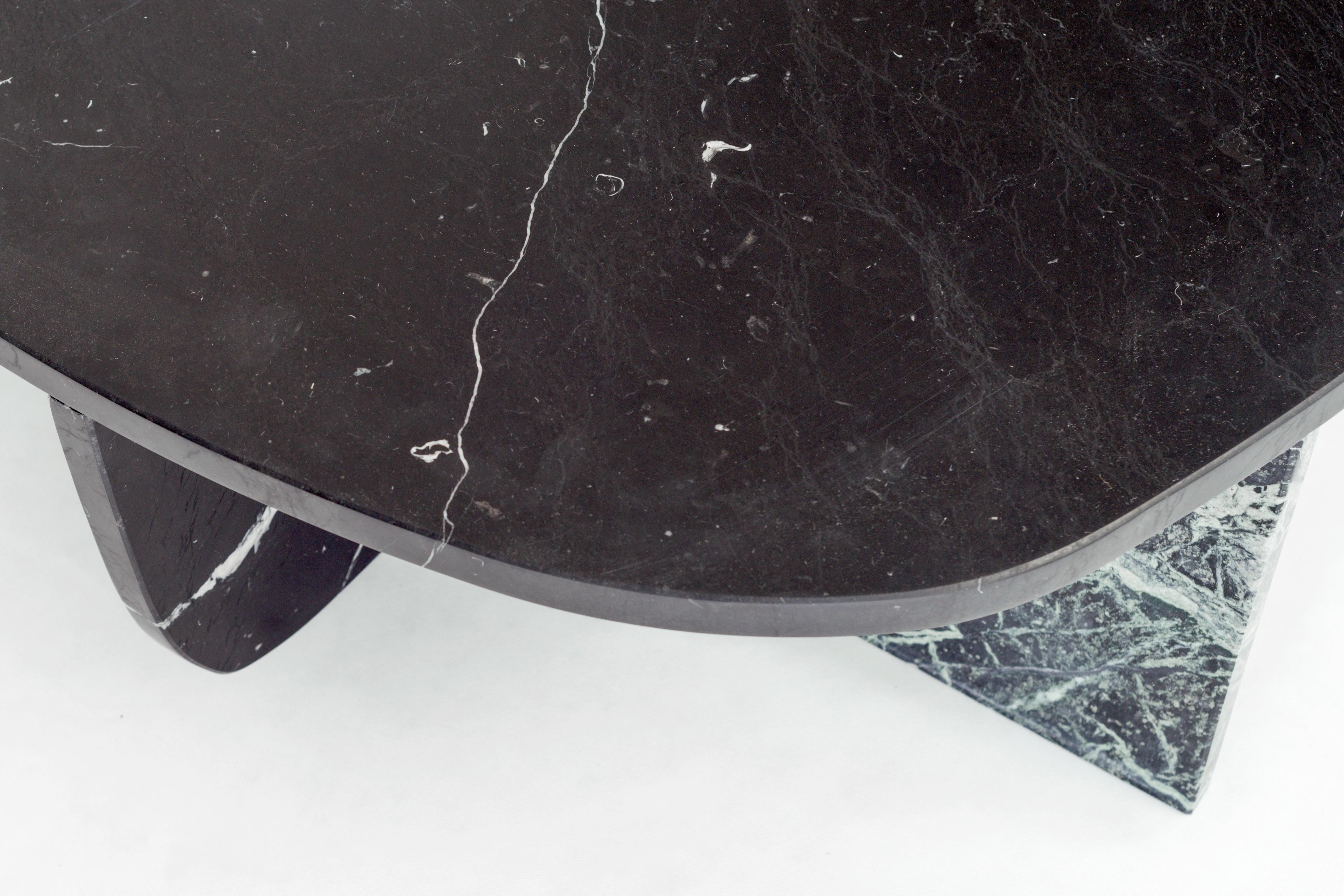 Contemporary Trilithon Marble Coffee Table by OS And OOS