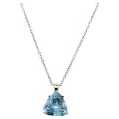 Trill is on cut aquamarine necklace 18k white gold