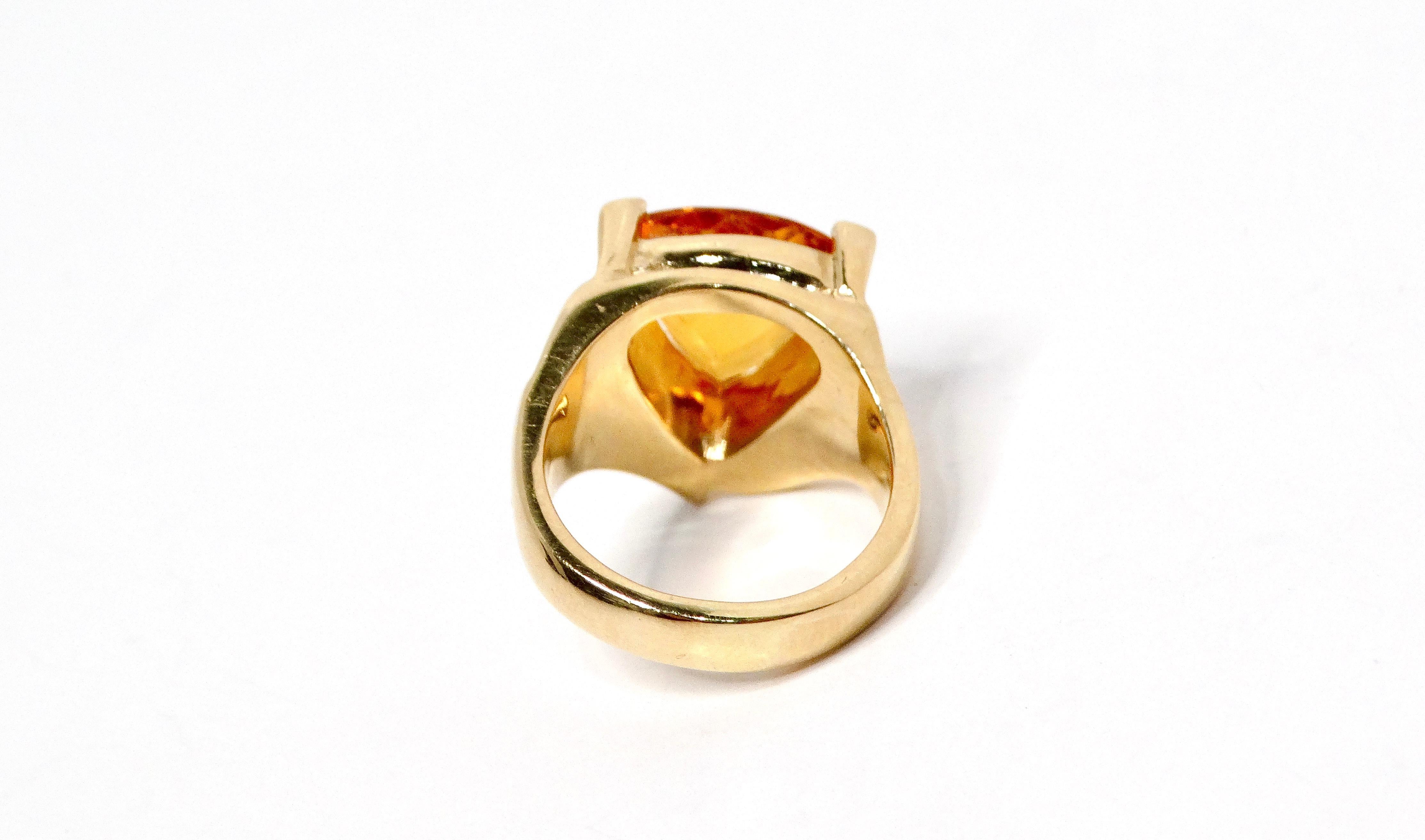 Women's Trillion Citrine Solitaire Gemstone 14k Gold Ring