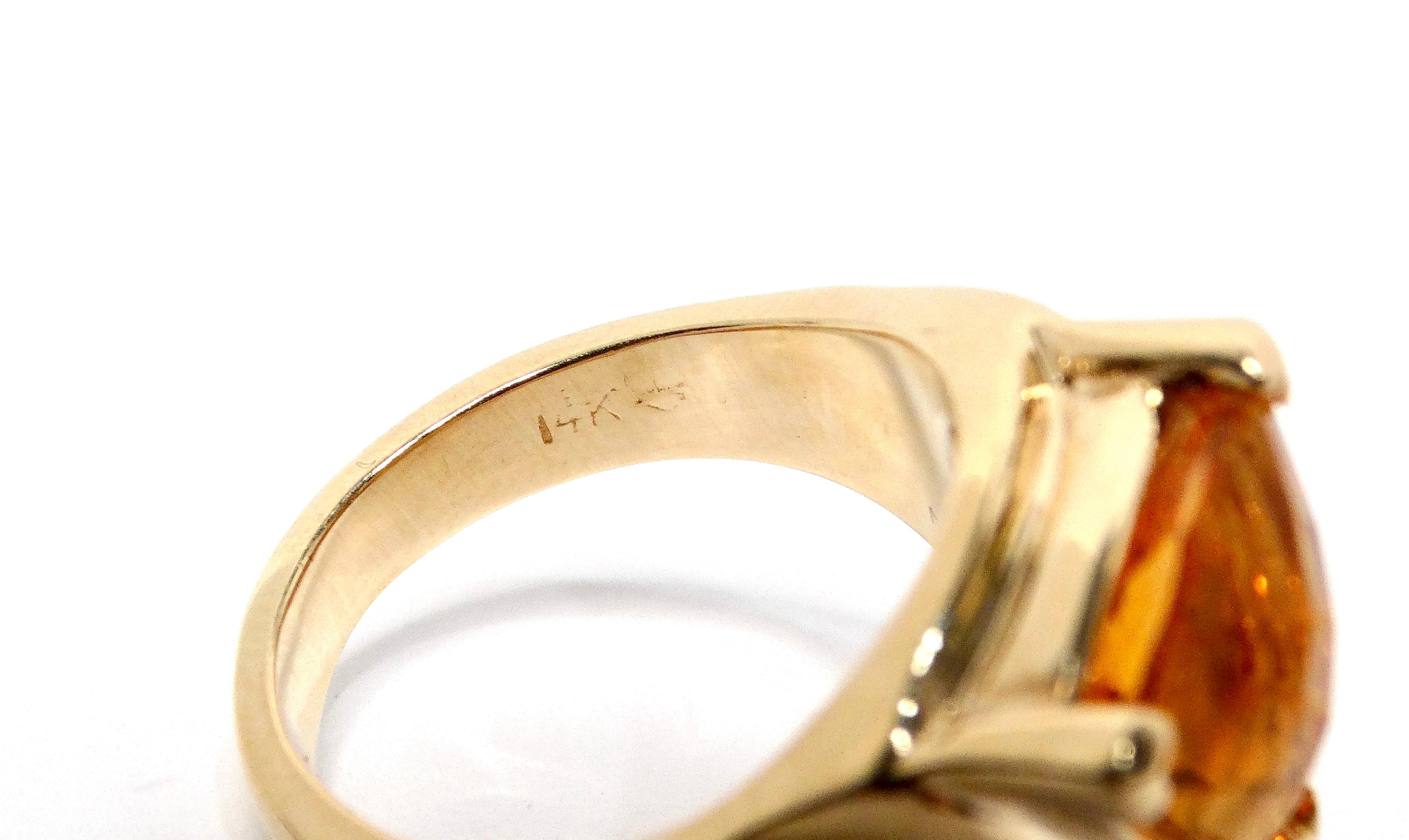 Trillion Citrine Solitaire Gemstone 14k Gold Ring 2