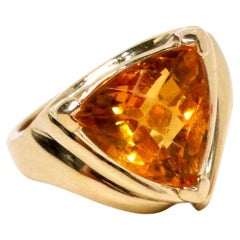 Trillion Citrine Solitaire Gemstone 14k Gold Ring