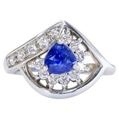 Trillion Cut Blue Sapphire Statement Ring