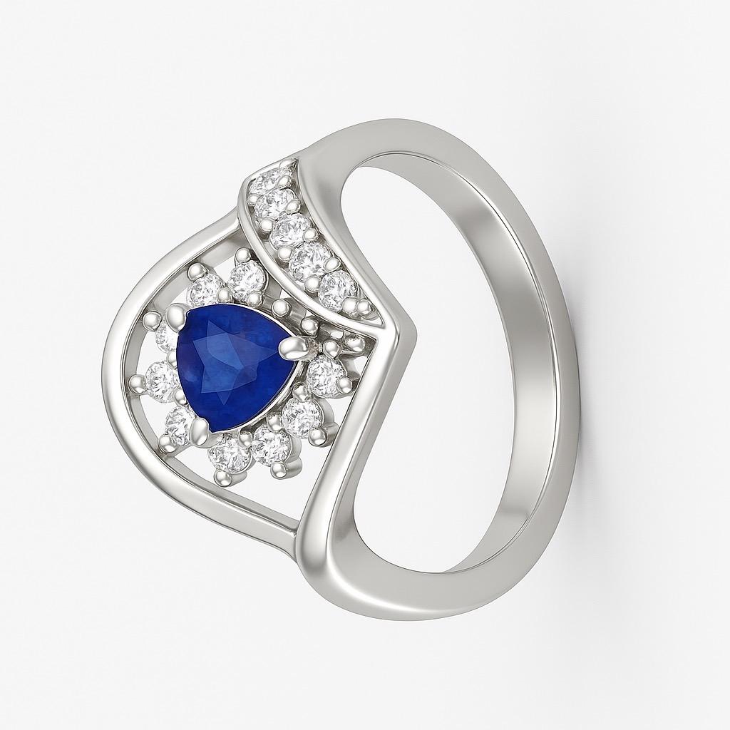 Trillion Cut Blue Sapphire Statement Ring im Angebot 5