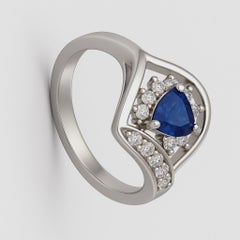 Trillion Cut Blue Sapphire Statement Ring