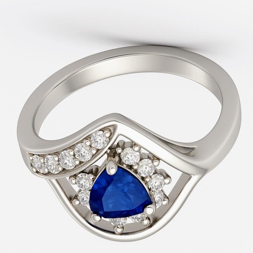 Trillion Cut Blue Sapphire Statement Ring im Angebot 2