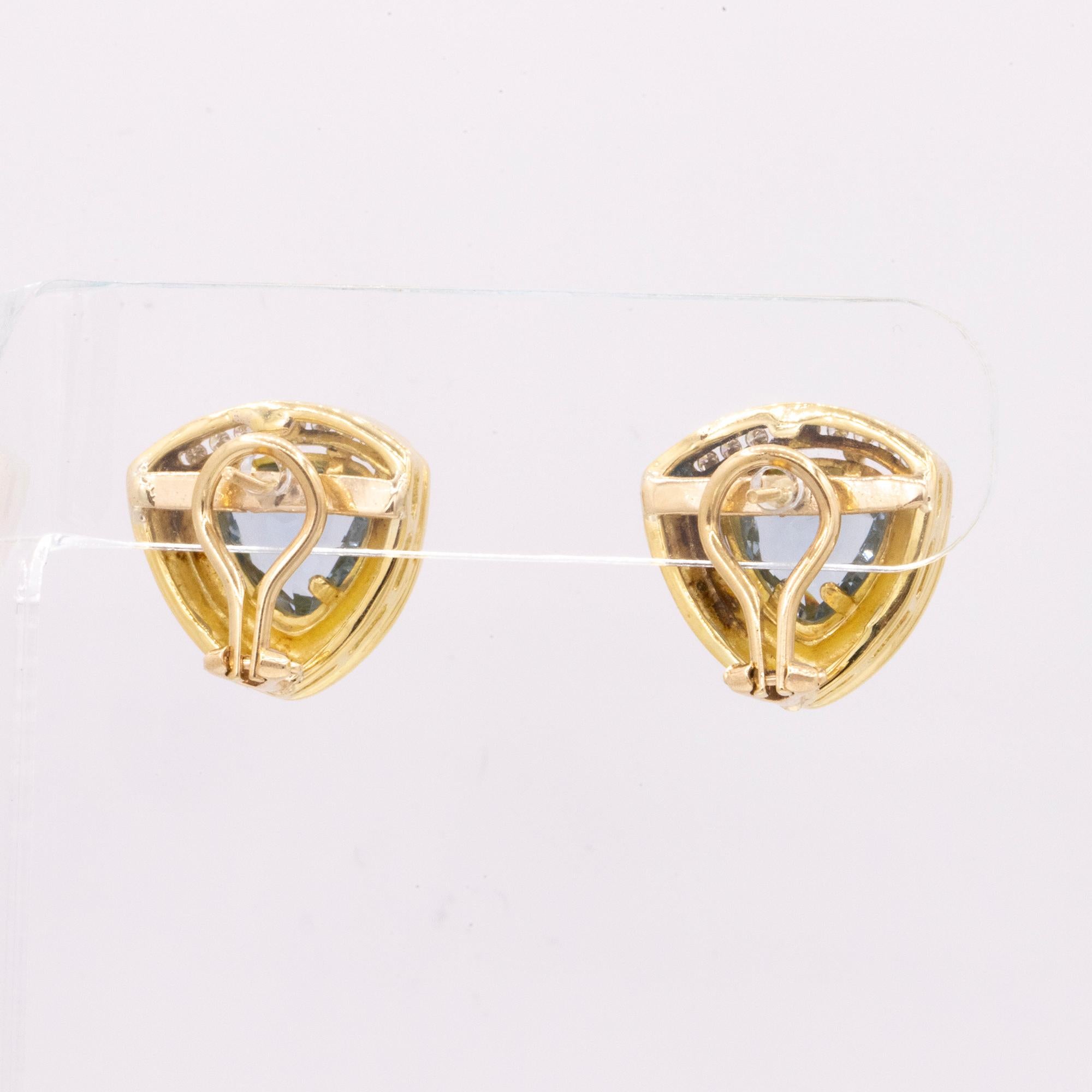 Modern Trillion Cut Blue Topaz Diamond Earrings For Sale