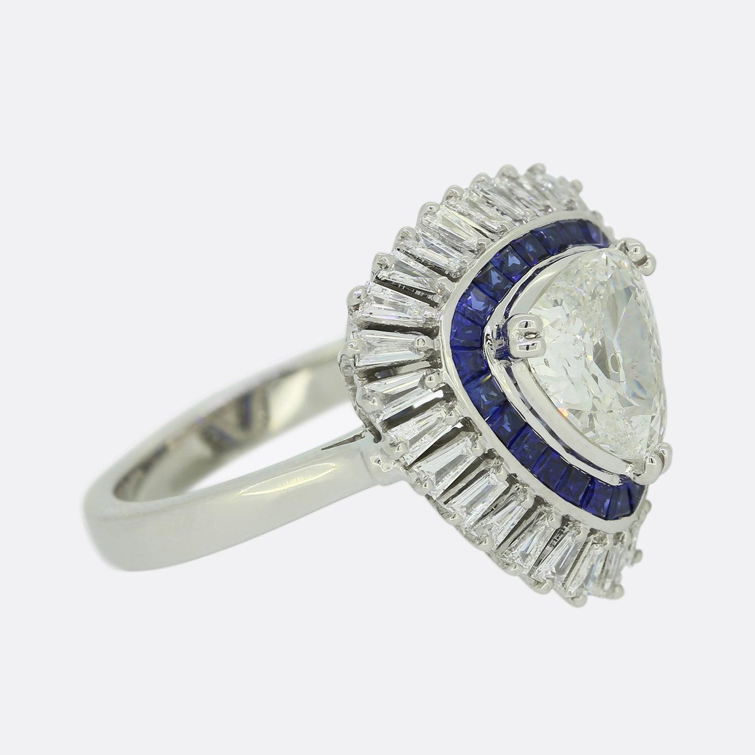 Trillion Cut Diamond Cocktail Ring In Excellent Condition For Sale In London, GB