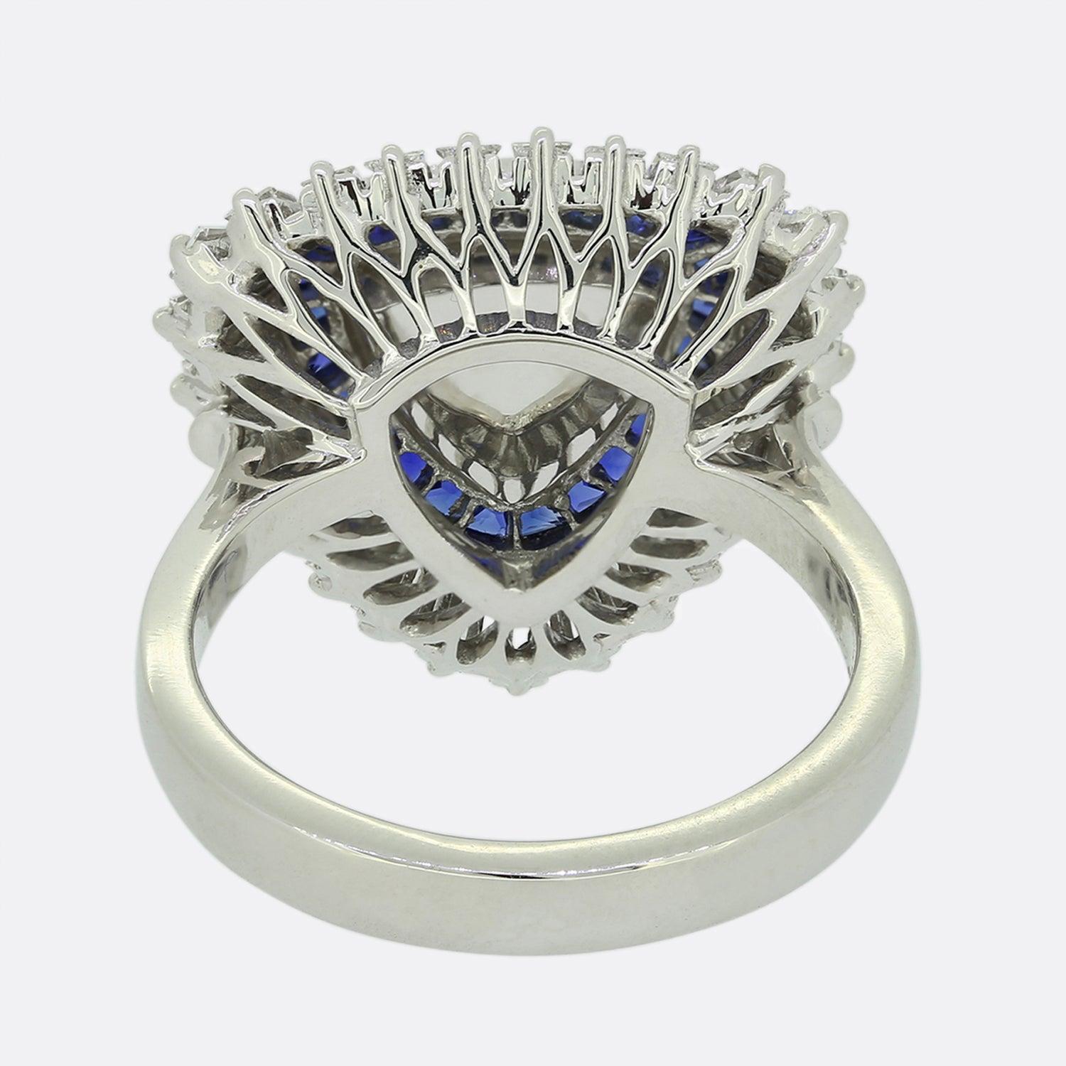 Women's Trillion Cut Diamond Cocktail Ring For Sale