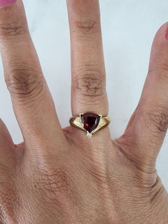 Trillion Cut Garnet Ring  14k Yellow Gold