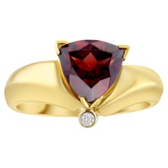 Trillion Cut Garnet Ring  14k Yellow Gold
