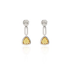 Trillion Cut Heliodor and Diamond Earrings in 18k White Gold